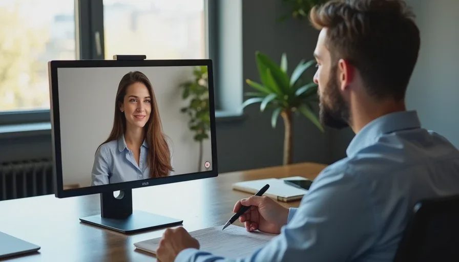 Insurance adjuster using Live Avatar for claims intake video call.